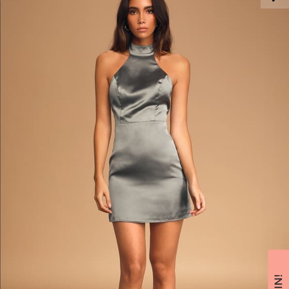 Lulus Satin Halter Mini Dress- never worn